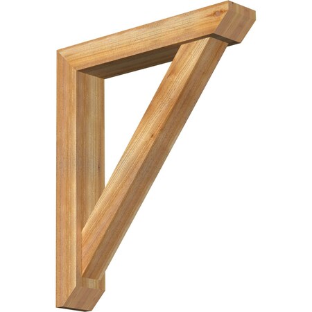 Ekena Millwork Traditional Slat Rough Sawn Bracket w/ Offset Brace, Western Red Cedar, 6"W x 32"D x 38"H BKT0604X32X38TRA06RWR